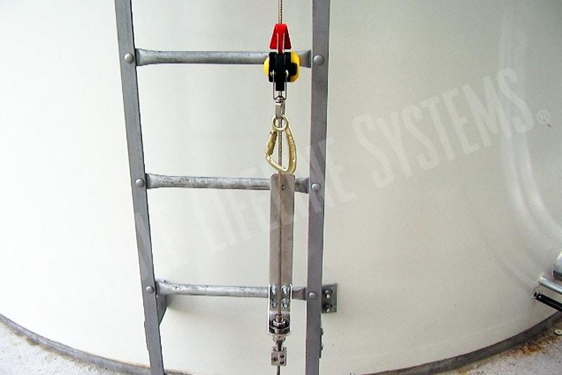 vertical lifeline cable for tower ladder